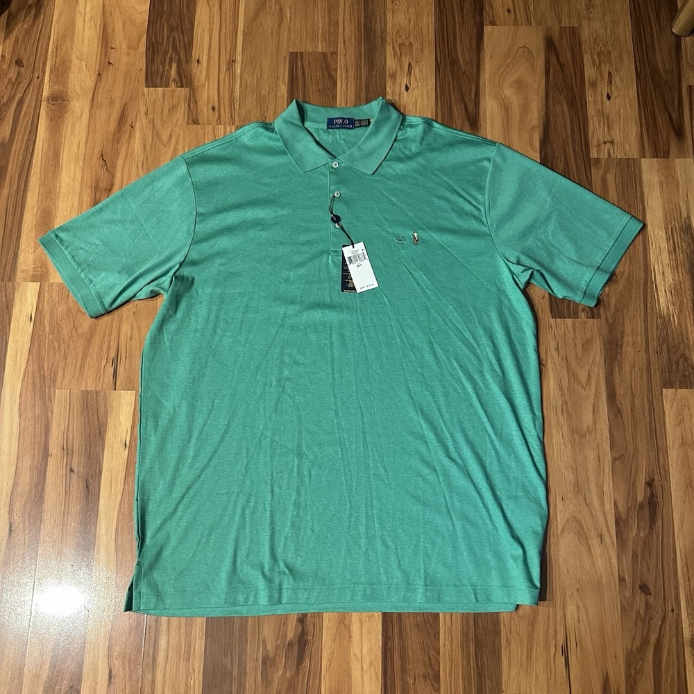 NWT Polo Ralph Lauren Classic Fit Mesh Green Soft Cotton Polo Shirt Men's 2XLT
